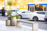 Bancă de beton cu lemn fără spetează - imagine 5